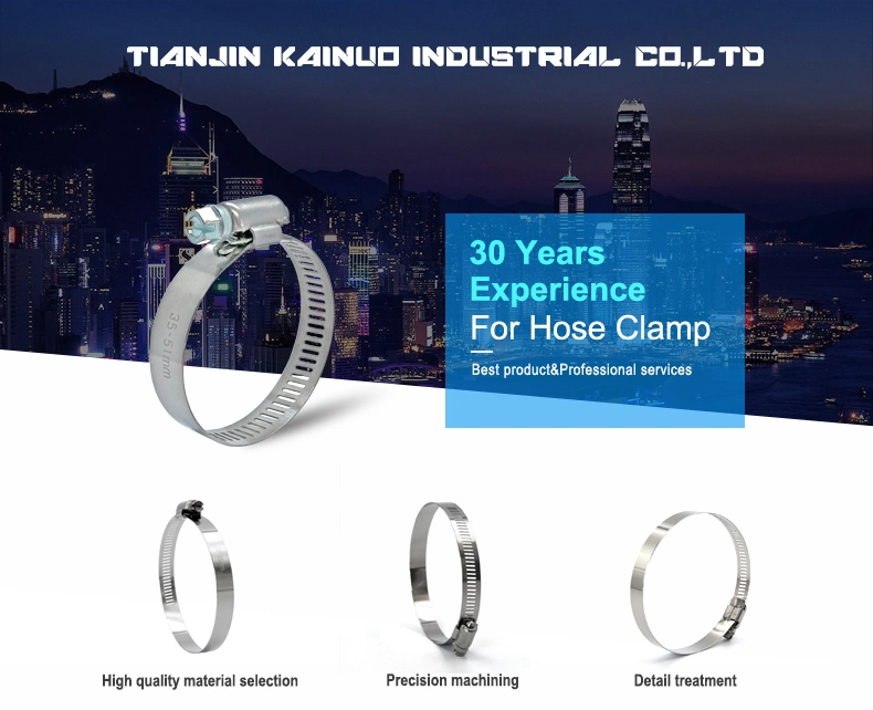 Adjustable W4 Stainless Steel Worm Drive American Type Gas Hose Clamp Oil Hose Clip Water Pipe Clamp, 40-64mm