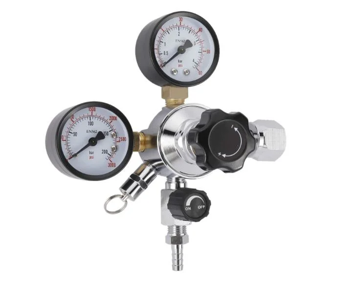 CO2 Draft Beer Dispensing Regulator, 0-60 Psi Low Pressure, 0-3000 Psi High Pressure Gauge, Cga-320 Kegerator Regulator